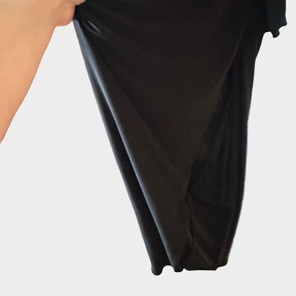 Betsy & Adam Black Ruched Ruffle Evening Column Maxi Gown 6P Old Hollywood Glam - Picture 7 of 16